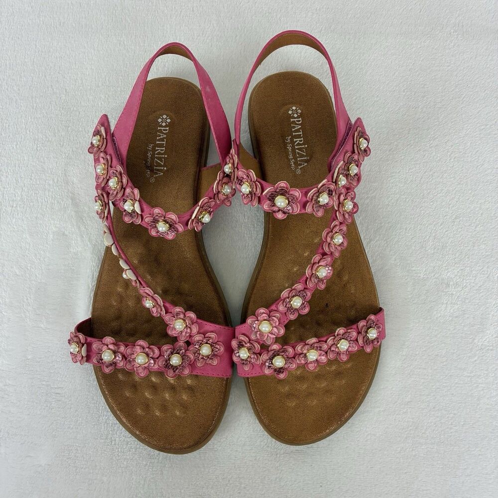 Patrizia Spring Step Pearlia Sandals Women’s 40 US 9 Pink Floral Embellished - Picture 3 of 11